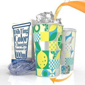 Color Changing Aluminum Cup with Lid - BRAND NEW IN BOX.